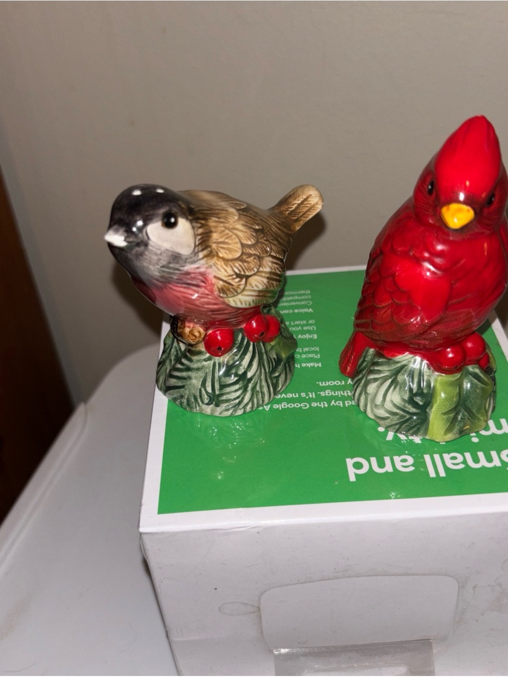Fitz and Floyd Red Cardinal and Multicolor Songbird Figurine Pair